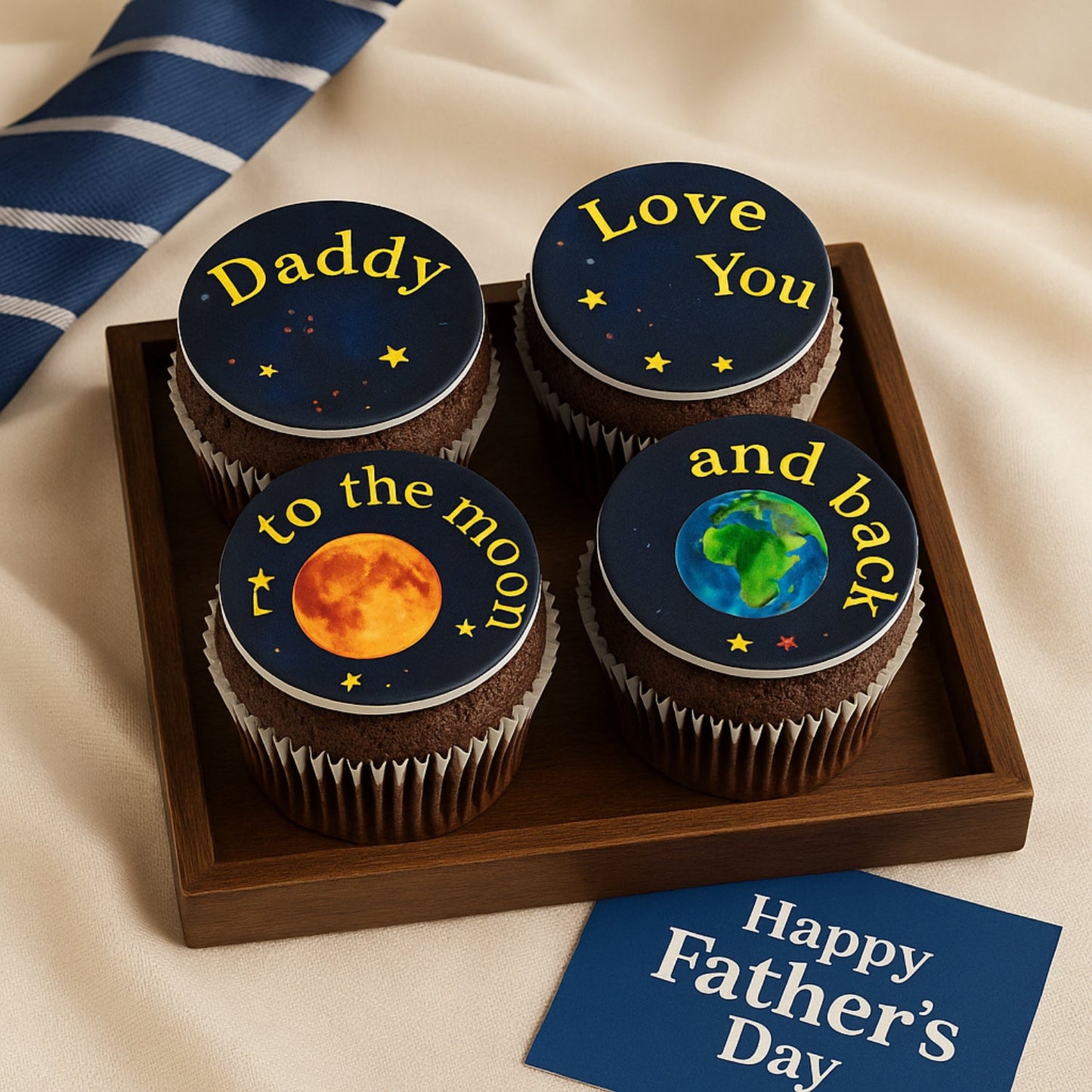 My Daddy Is Out of This World: Red Velvet Cupcakes - Set of 4