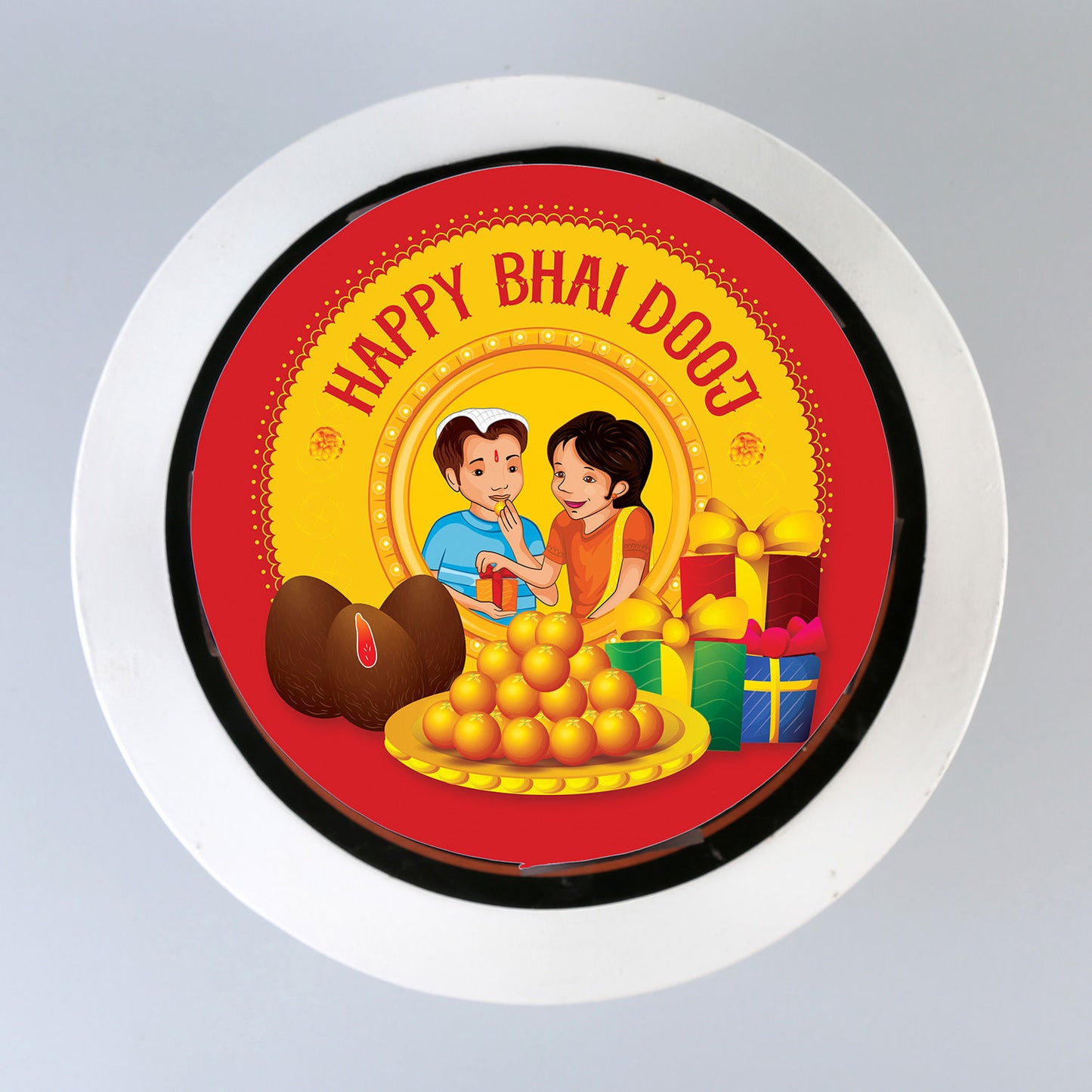 Delicious Half Kg Happy Bhai Dooj Chocolate Cake - Perfect for Celebrations