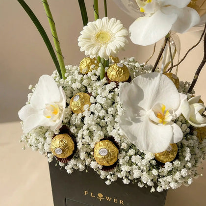Luxurious Congratulations Floral Box with Chocolates and Balloons