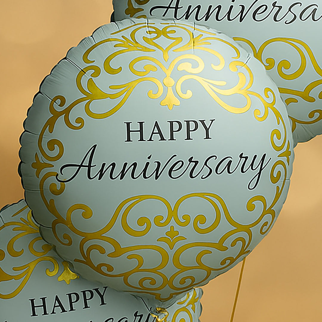 Elegant Happy Anniversary Foil Balloons - Set of 3