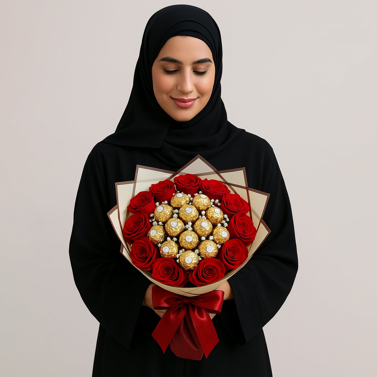 Elegant Red Rose and Ferrero Rocher Bouquet – Perfect Gift of Love