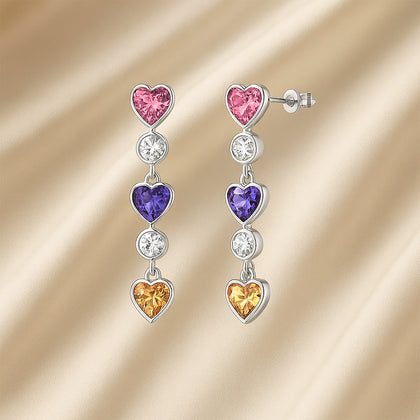 The Heartfall Sterling Silver Earrings with Multicolor Gemstones