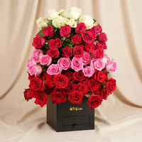 Valentine's Day Mixed Rose Symphony in Elegant Square Box